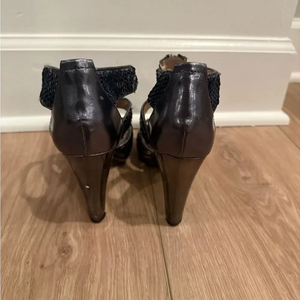 Michael Kors Glittering Silver Heels with Zipper in the front
